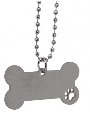 NALBORI|complete keychain and pendant steel dog bone with engraving