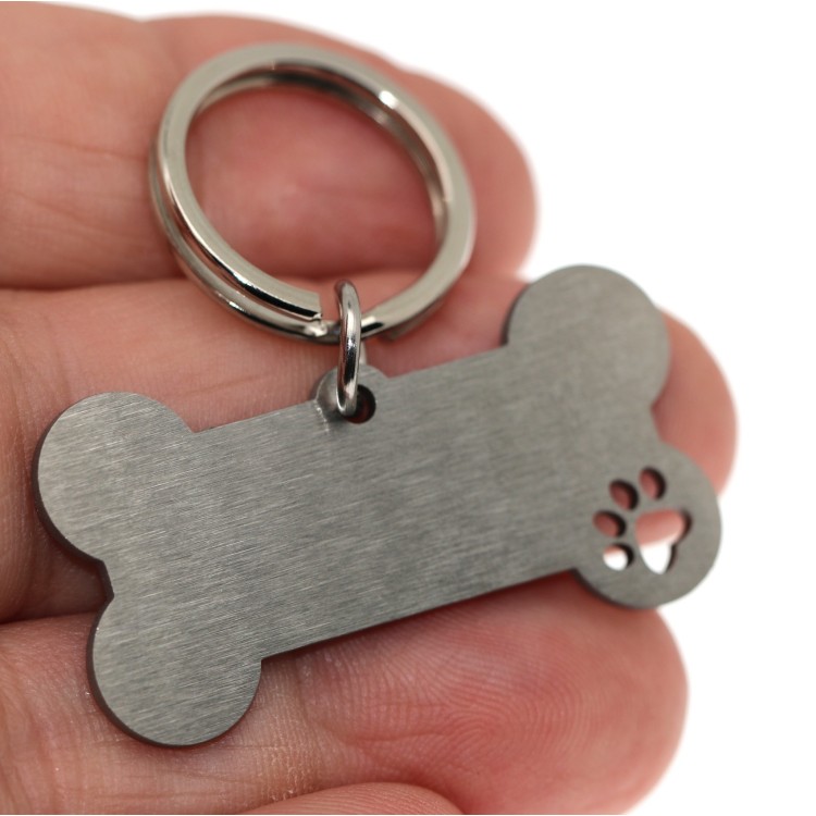 NALBORI|complete keychain and pendant steel dog bone with engraving