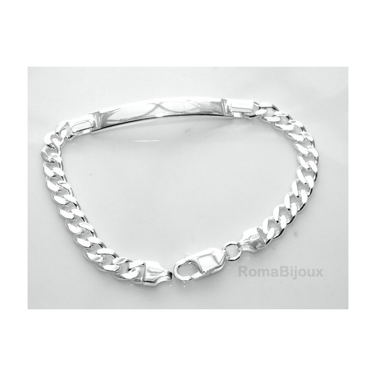 NLB|ARGENTO 925 : Bracciale uomo massiccio catena grumetta targa 20,50 cm 18,40 gr