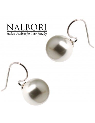 NALBORI|earrings large pearl 14mm all 925 silver for women