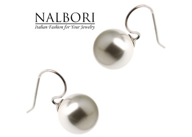 NALBORI|earrings large pearl 14mm all 925 silver for women