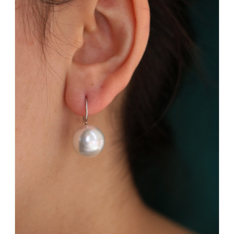 NALBORI|earrings large pearl 14mm all 925 silver for women