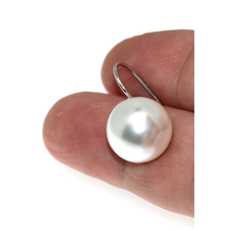 NALBORI|orecchini perla grande 14mm tutto argento 925 per donna