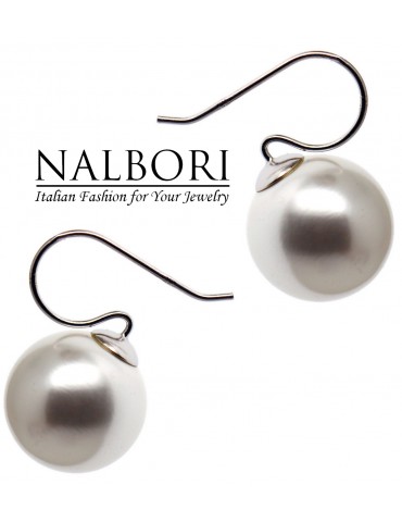 NALBORI|orecchini perla grande 16mm tutto argento 925 per donna rodio