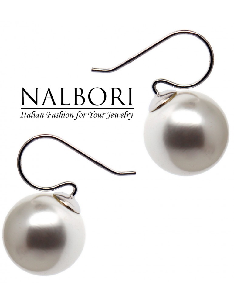 NALBORI|orecchini perla grande 16mm tutto argento 925 per donna rodio NALBORI|orecchini perla grande 16mm tutto argento 925 per donna rodio