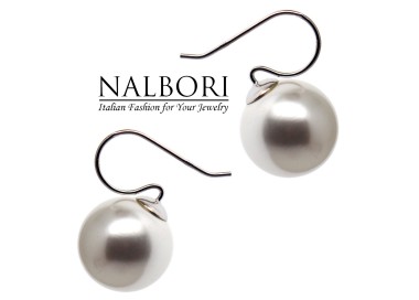 NALBORI|orecchini perla grande 16mm tutto argento 925 per donna rodio