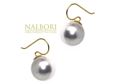 NALBORI|orecchini perla grande 16mm argento 925 placcati oro giallo per donna