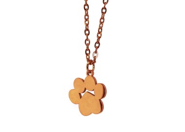 NALBORI|necklace steel paw cat personalized engraving rose gold