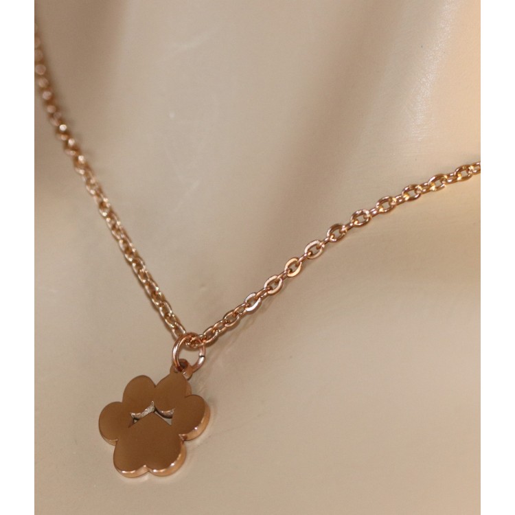 NALBORI|necklace steel paw cat personalized engraving rose gold