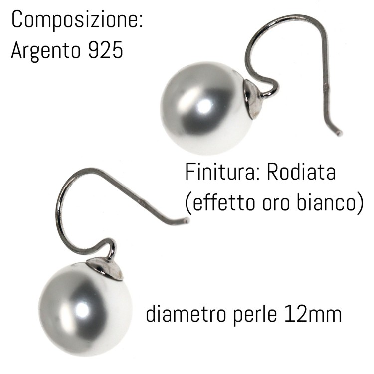 NALBORI|earrings medium pearl 12mm all 925 silver for women