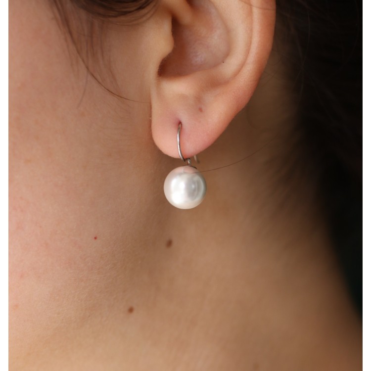 NALBORI|earrings medium pearl 12mm all 925 silver for women