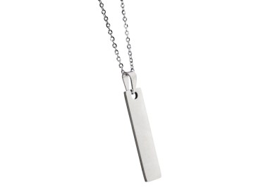 NALBORI|slim rectangular steel necklace personalized engraving model man woman