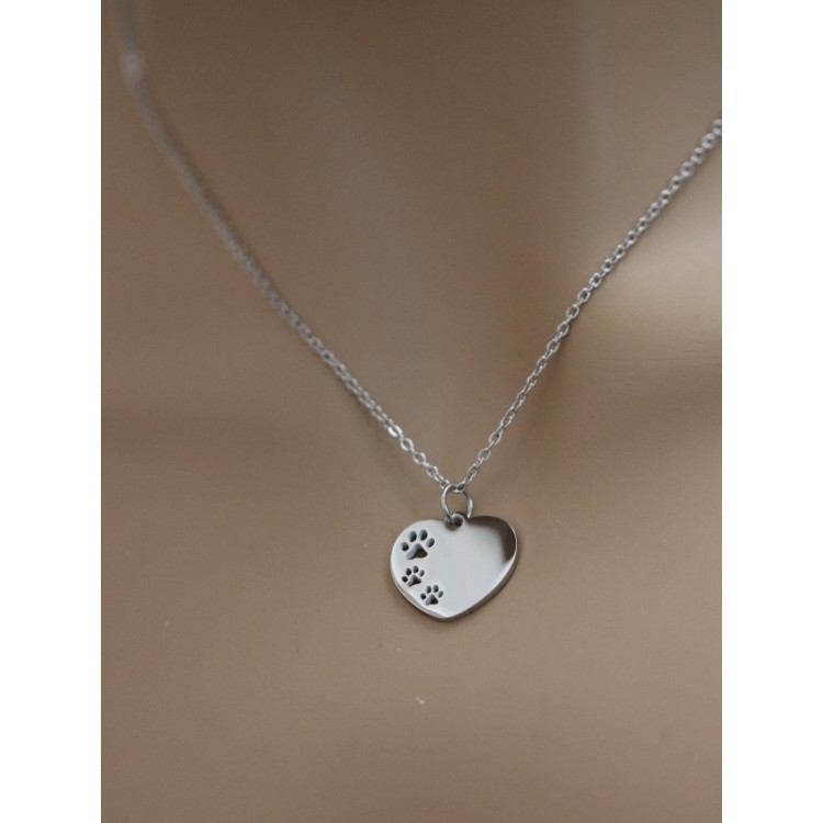NALBORI|steel necklace dog cat paws heart personalized for woman man