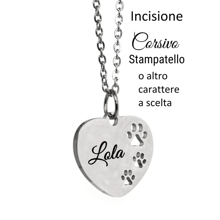 NALBORI|steel necklace dog cat paws heart personalized for woman man