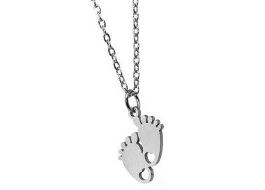 NALBORI|collana acciaio piedi di neonato piedini con cuore incisione personalizzata mamma donna