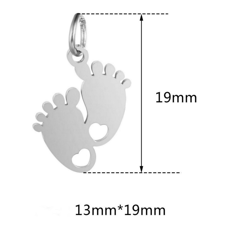 NALBORI|steel necklace newborn feet feet with heart personalized engraving mother woman