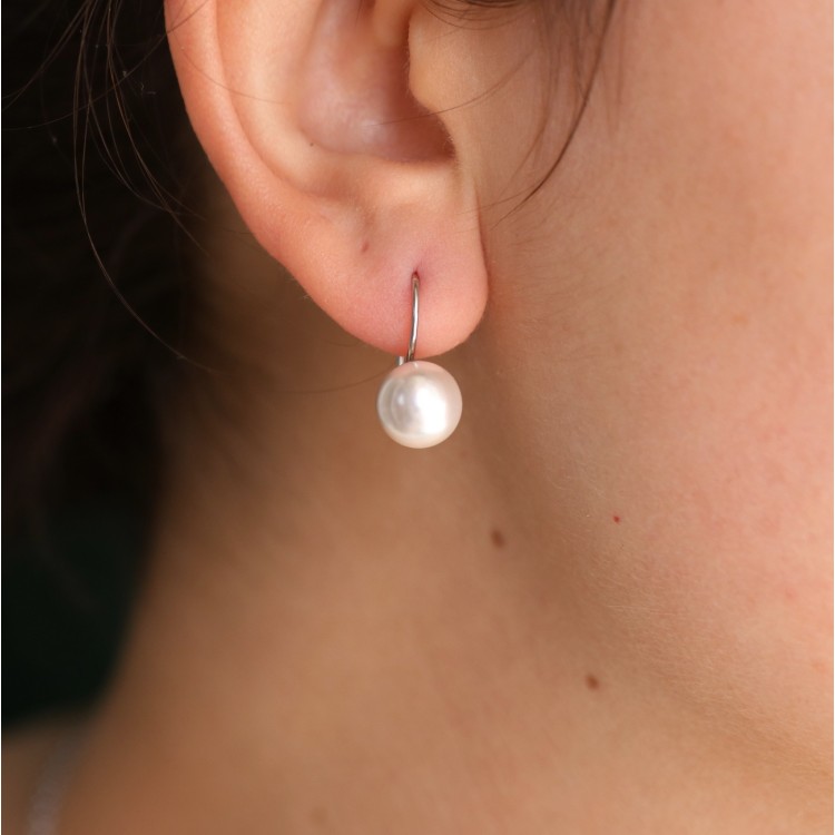 NALBORI|orecchini perla media da 10mm tutto argento 925 per donna