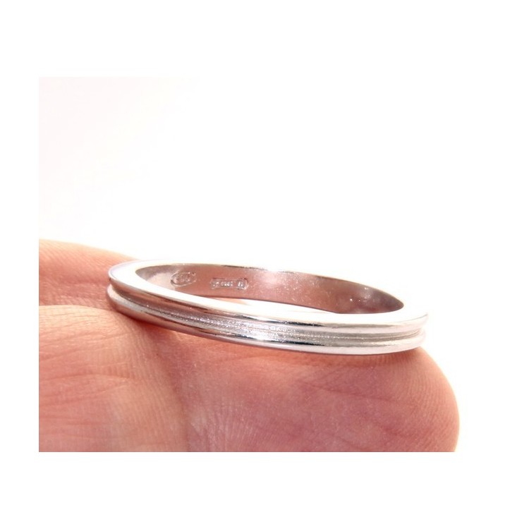 NLB|Argento 925 : Anello fede fedina con riga in mezzo misura grande 23