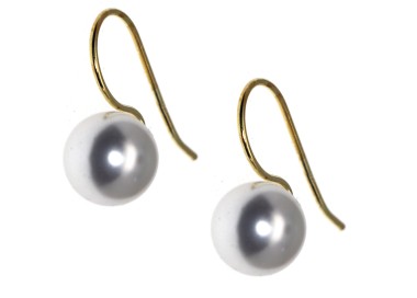 NALBORI|yellow gold plated earrings 10mm medium pearl all 925 silver for women
