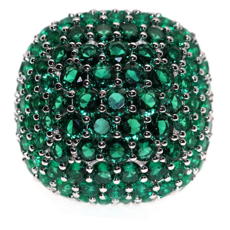 NALBORI| ring all 925 silver zirconia emerald green square adjustable woman