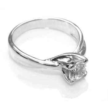 NLB|Argento 925 Rodiato : Solitario con zircone da 5 mm taglio brillante