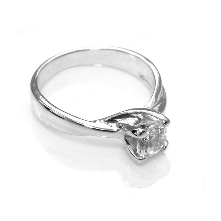 NLB|Argento 925 Rodiato : Solitario con zircone da 5 mm taglio brillante