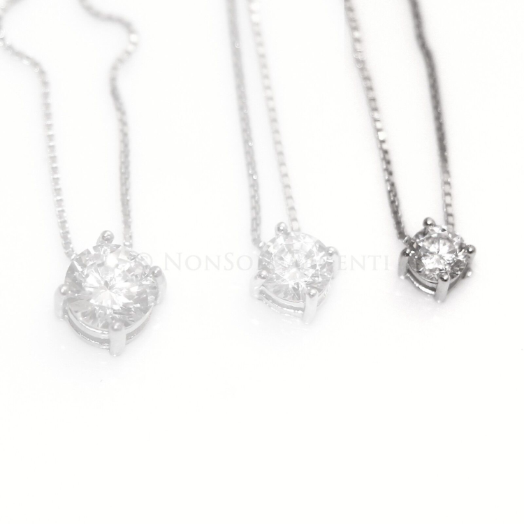 NLB|Argento 925 : Collana Collier uomo donna punto luce brillante zircone bianco da 2 a 10 mm