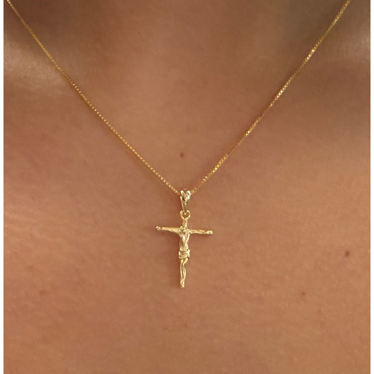 NALBORI | collana tutta argento 925  crocefisso croce latina 45 50 60 cm placcata oro giallo