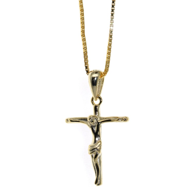 NALBORI | chain necklace all 925 silver crucifix latin cross 45 50 60 cm yellow gold plated