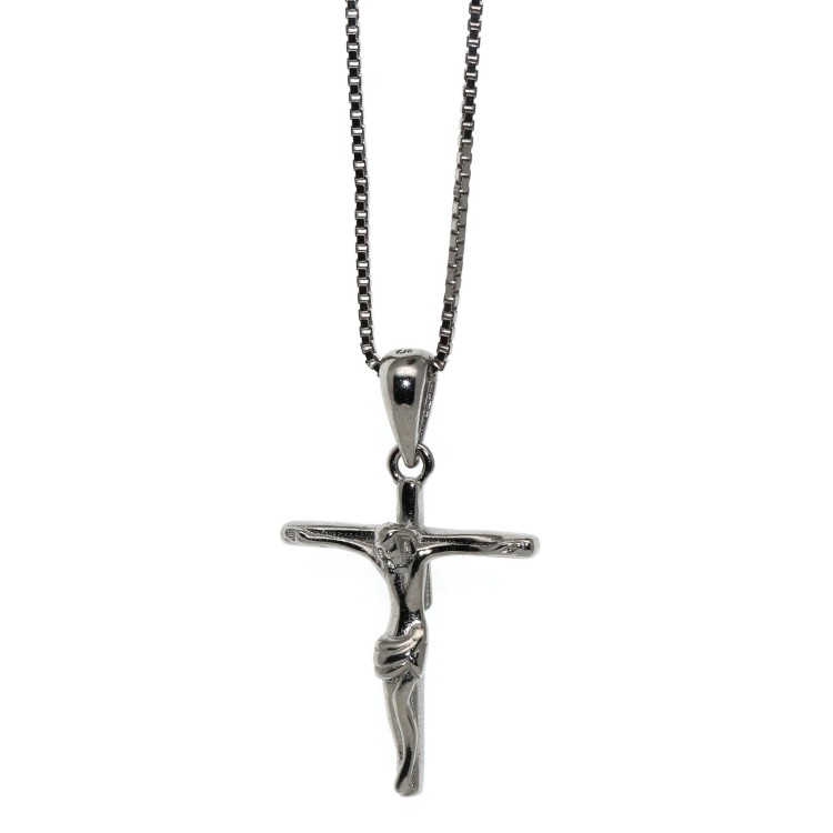 NALBORI | collana tutta argento 925  crocefisso croce latina 45 50 60 cm rodiata