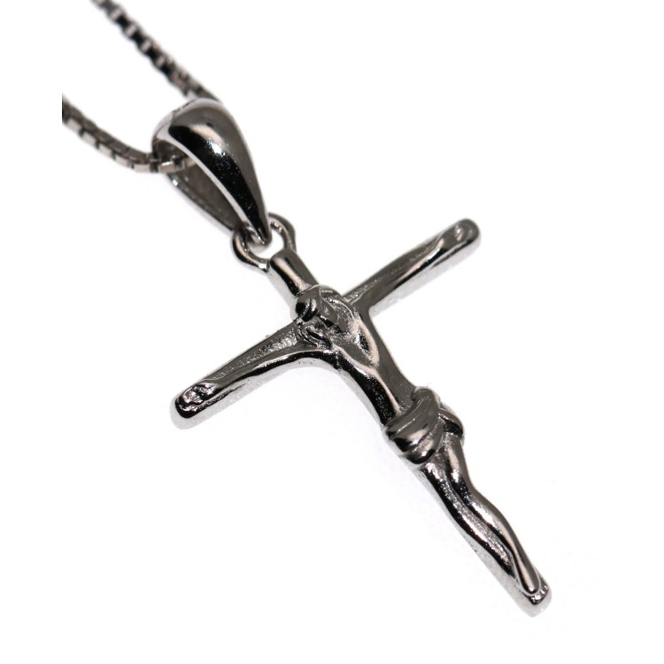 NALBORI | collana tutta argento 925  crocefisso croce latina 45 50 60 cm rodiata