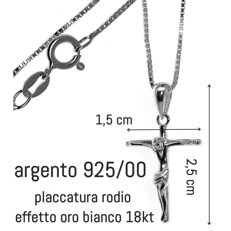 NALBORI | necklace all silver 925 crucifix latin cross 45 50 60 cm rhodium