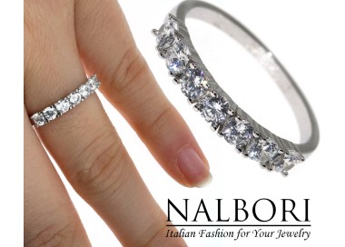 NALBORI|925 silver riviera ring for women with 7 white zirconia 3 mm