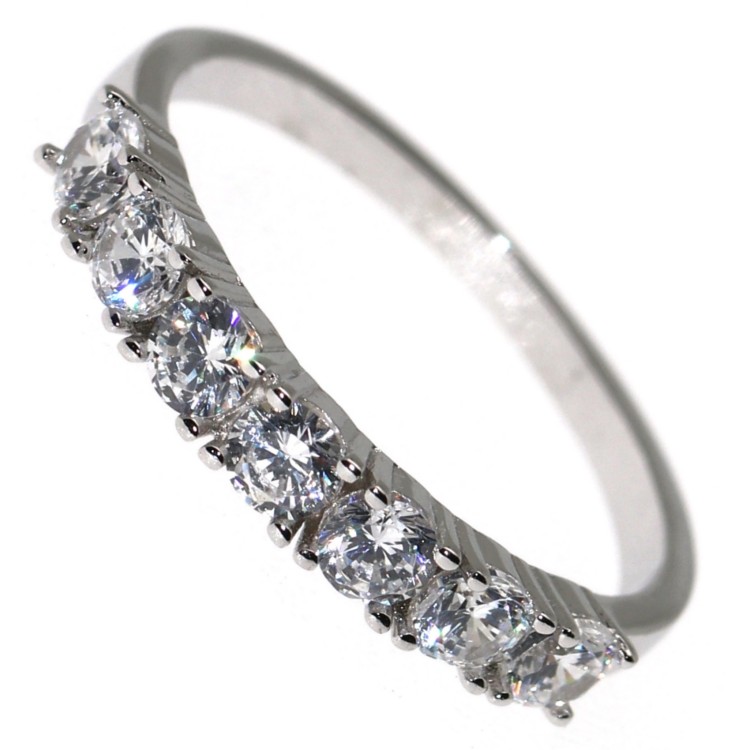NALBORI| anello donna riviera argento 925 a 7 zirconi bianchi da 3mm