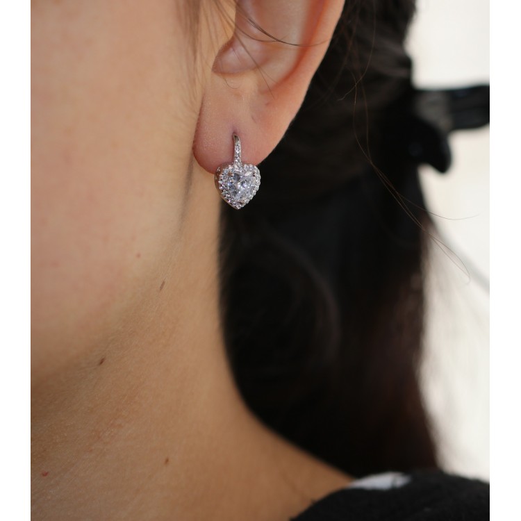 NALBORI|silver 925 earrings heart brilliant white woman